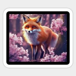 Fox in Sakuras Forest Sticker